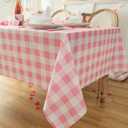 Classic Gingham Plaid Tablecloth Fabric - Rectangular 58x102 Inch Water Resistant Checked Table Cloth for Indoor/Outdoor Use - Table Cover for Kitchen, Picnics, Gardens, and Parties