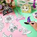 3 x Motipuns 32 Pcs Paper Witch and Princess Coloring Craft Kit with Ribbons Ornaments DIY Witch Hat Crowns Cutouts Color Your Own Crafts for Painting Party Home Art Project