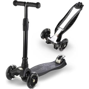 3 Wheel Scooter for Kids Ages 6-12,Kids Scooter with Light Up Wheels, Sturdy Deck Design, and 4 Height Adjustable Suitable for Kid Ages 3-12