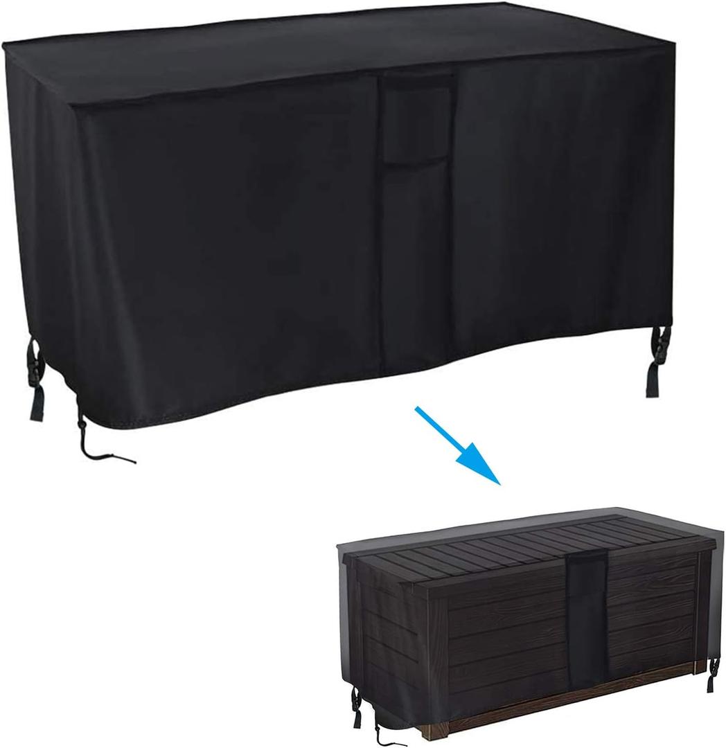 Deck Box Cover Fit for Keter Westwood 150 Gallon Resin Large Deck Box, Patio Furniture Cushion Storage Box Cover Waterproof Dustproof for Outdoor Storage Box- 63 Lx 30W x 25H