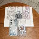 Magnetic for Samsung Galaxy S24 Plus Case Compatible with MagSafe Cute Floral Flower Clear Aesthetic Women Girls Slim Transparent Trendy Shockproof Case for S24 Plus, Green Leaves