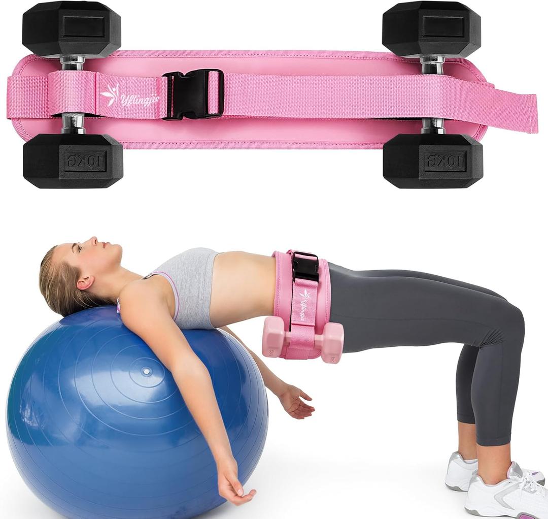 Hip Thrust Belt - Dumbbell Hip Thrust Belt - Premium Leather Thickened & Widen, Comfortable for Dumbbells, Kettlebells or Plates, Slip Padding, Gym or Home Workouts (pink)