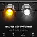 Stage Lights with Barn Doors, 200W COB LED Par Can Lights Spotlights, 2 in 1 Cool White & Warm White DMX512 Sound Activated Uplights for Events Parties Wedding Theater Church Concert Dance