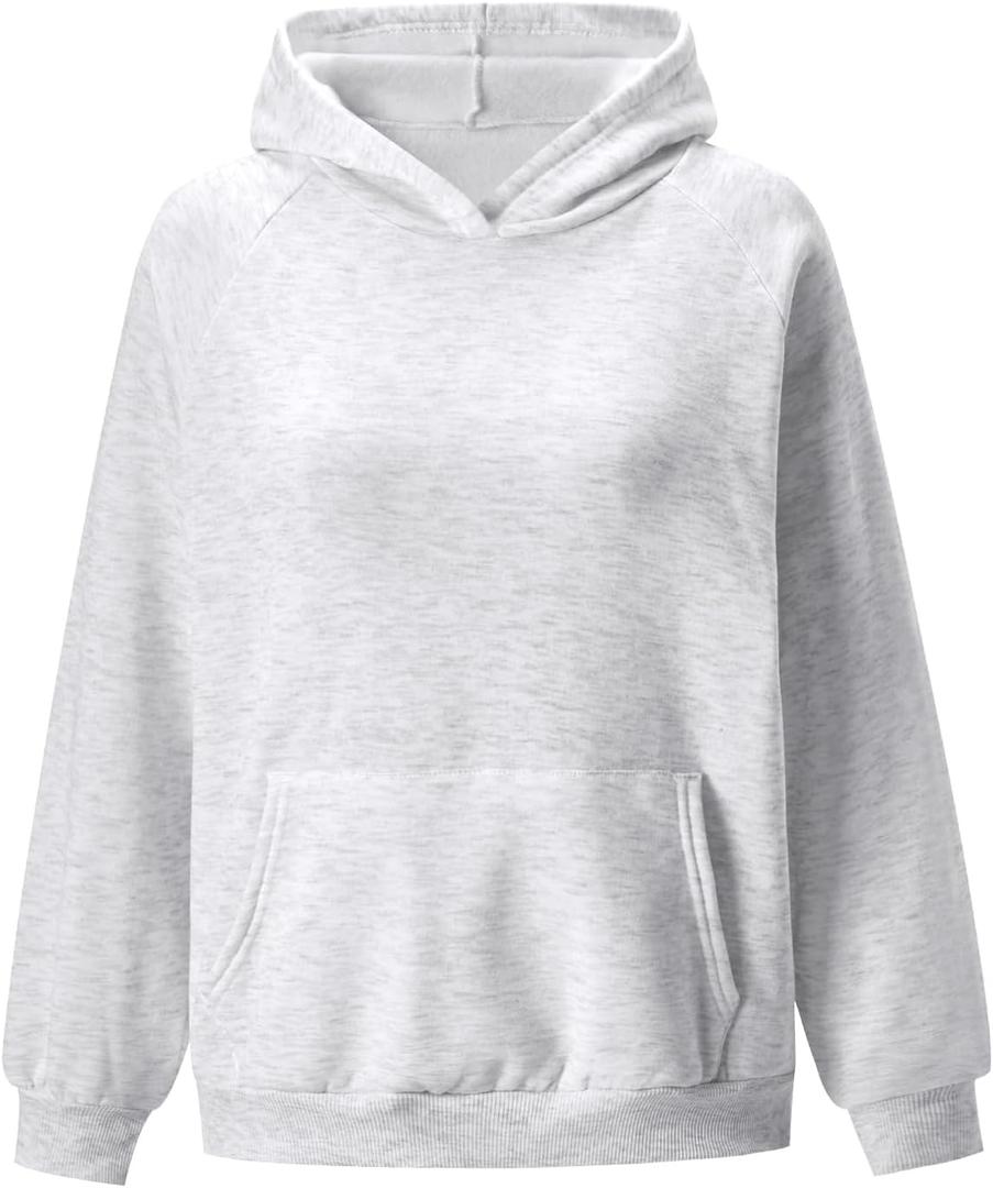 Women's Vintage Long Sleeve Loose Hoodie Drop Shoulder Thermal Casual Sweatshirt with Pocket (M)