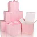 COTOPHER Small Gift Boxes 25 Pack 6x6x6 inches Pink Gift Boxes with Lids for Gifts, Crafting, Wedding Party Favor, Cupcake Boxes, Candy, Bridesmaids Proposal Box with Ribbons and Stickers