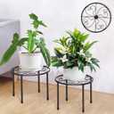 2 Pack Metal Plant Stand, Indoor Heavy Duty Flower Stand for Multiple Plant, Rustproof Round Supports Shelf Planter for Outdoor, Potted Plant Holder for Garden Home Decor(Medium, Large)