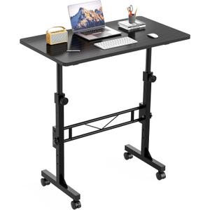 HOMIDEC Standing Desk, 32 Inch Portable Small Desk Adjustable Height, Rolling Home Office Desks with Wheels, Sit Stand Desk for Bedroom Walking Pad Home Office Small Space, Black