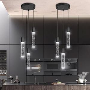 3-Lights Pendants Light for Kitchen Island Chandeliers Dining Room Pendant Lighting Fixture Bubble Crystal Ceiling Hanging Lights Bedroom Island Kitchen 6000K White Light Fixtures Black 3-Lights Pendants Light for Kitchen Island Chandeliers Dining Room Pendant Lighting Fixture Bubble Crystal Ceiling Hanging Lights Bedroom Island Kitchen 6000K White Light Fixtures Black