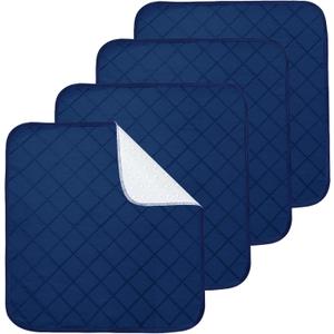Waterproof Chair Pads for Incontinence, 4 Pack Reusable Seat Protector Pads 22" x 21", Absorbent Wheelchair Pad Covers, Washable Chair Pads for Adults, Kids & Pets - Navy Blue