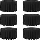 BRILLMAX 6 Pack Black Round Tablecloths 120 Inch - Circle Bulk Linen Polyester Fabric Washable Table Cloth Cover for Wedding Reception Banquet Birthday Party Buffet Restaurant