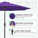 JEAREY 9FT Outdoor Patio Umbrella Outdoor Table Umbrella with Push Button Tilt and Crank, Market Umbrella 8 Sturdy Ribs UV Protection Waterproof for Garden, Deck, Backyard, Pool (Dark Purple)