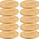 10 Pack 6 Inch Bamboo Plant Saucer, Natural Round Bamboo Plant Tray for Indoor and Outdoor Plants, Coasters