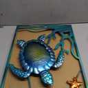 LIFFY Metal Sea Turtle Beach Themed Bathroom Wall Art Decor with Frame-Outdoor Wall Art with LED Fairy Lights, Fish Glass Art Wall Sculpture for Patio,Beach,Garden,Yard,Pool,home gift(2pcs, Blue)