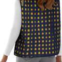 Womens Sherpa Vest Sleeveless Plaid Zip Up High Neck Warm Fleece Gilet Outerwear Crop Jackets with Pockets (XL)
