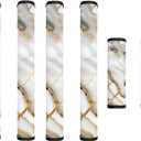 6 PCS Refrigerator Door Handle Covers Water-Resistant Kitchen Appliance Decors Handles Anti-Static Anti-Skid Protector Keep Off Stains Dust Fingerprint, Marble Gold Gray White