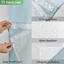 eachope Boho Farmhouse No Hook Shower Curtain Set with Snap-in Fabric Liner,Heavy-Duty Linen Textured Rustic Striped Design,Water-Repellent with Tassels and Sheer Window,Fog Blue,71x74