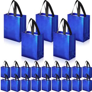 Eccliy 80 Pieces Gift Bags Set Glossy Reusable Tote with Handles Grocery Bags Bulk for Wedding, Bachelorette Party, Christmas(Medium,Blue)