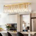 Siljoy 10-Light Modern Crystal Chandelier, Luxury Gold Oval K9 Crystal Raindrop Chandelier, Dimmable Flush Mount Crystal Ceiling Light for Living Dining Room Kitchen Island, L40'' x W11'' x H11''