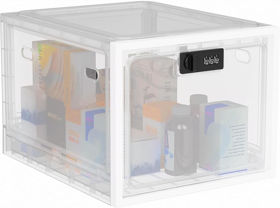 Lock Box for Medicines, Food, and Electronic Devices - Ideal for Keeping Medications Safe, Lunch Snacks Locked Up, and Jailing Cell Phones in One Convenient Container (Clear)