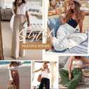 Linen Pants for Women High Waist Flowy Wide Leg Palazzo Pant Casual Boho Beach Pant Trouser Summer Vacation Outfit (White, XXL)