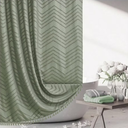 Sage Green Shower Curtain Bathroom Boho Textured Tufted Elegant Waterproof 72 inchx 72 inch -Green standard 
