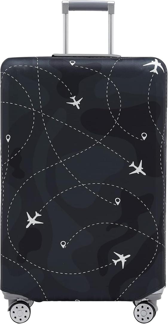 Travelkin Luggage Cover For Suitcase Tsa Approved, Suitcase Cover Protector Fits 18-32 Inch Luggage(M for 22-25 Inch Luggage) (2-Air Line BLACK)