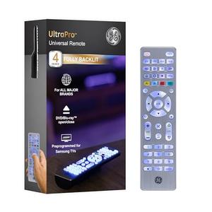 GE Backlit Buttons Universal Remote Control, Samsung TV Remote Control Replacement, Samsung Remote Control for Smart ΤV, Roku Remote Replacement, Vizio, LG ΤV, Sony, Apple TV, 4-Device, Silver, 48844