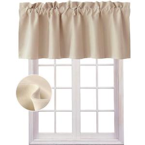 Hiasan Blackout Valance Curtains for Solid Room Darkening Rod Pocket Valances for Windows, 42 x 12 Inches Length, Biscotti Beige, 1 Panel