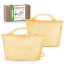 Haakaa Silicone Microwave Steamer & Steriliser Bag, 2000ml Large Capacity Reusable Steaming Bags for Baby Bottles/Breast Pump/Accessories/Pacifiers/Teethers,Great for Home and On-The-Go,Pineapple/2PCS