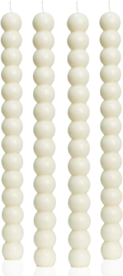 MAITREYA Ivory Tall Taper Candle Stick Candles Spiral Taper Candles-Set of 4 for Decoration Weddings Party Church-Unscented Dripless Candles,10inch(D-Ivory-new)