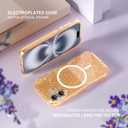 Choiche for iPhone 16 Case Magnetic, Women Clear Glitter Bling Sparkly Case, [2xDiamond Camera Lens Protectors] [2xTempered Glass Screen Protectors] [Compatible MagSafe] 6.1" (Glitter Gold)