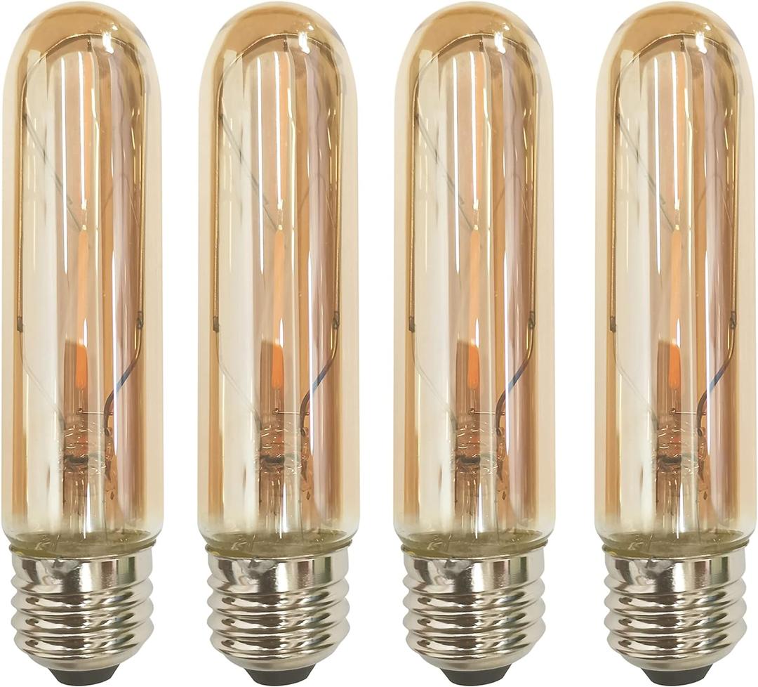 CTKcom T10 E26 Amber LED Light Bulb,Smooth Dimmable T10 Tubular Edison Light Bulbs,2 Watt 120V 2200K Warm White 140 lumens Vintage Edison Light Bulbs 25 Watt Equivalent, Pack of 4  CTKcom T10 E26 Amber LED Light Bulb,Smooth Dimmable T10 Tubular Edison Light Bulbs,2 Watt 120V 2200K Warm White 140 lumens Vintage Edison Light Bulbs 25 Watt Equivalent, Pack of 4