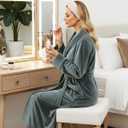 NY Threads Premium Womens Robe, Plush Fleece Long Bath Robe for Women, Fluffy Soft Women's Bathrobe (Medium, Dark Grey)
