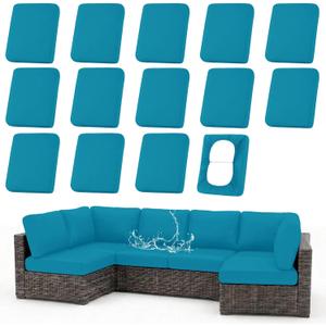 Waterproof Outdoor Cushion Covers, Stretch Patio Slipcovers | UV Resistant Coating, Stretch Fabric, Waterproof Protection, Replacement Covers, Fits Patio Furniture Cushions (14 Pieces)