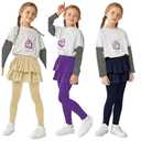 Resinta 3 Pack Girls School Uniform Pants Girls Leggings with Skirt Winter Warm Leggings (Size: 5-6 Years)