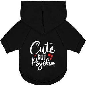 Cute but Crazy Dog Hoodie - Warm and Soft Dog Sweatshirt with Leash Hole, Fun Slogan Print, Cozy Winter Coat for Small Medium Dogs and Cats, Perfect for Cold Weather and Daily Walks, Black Medium 