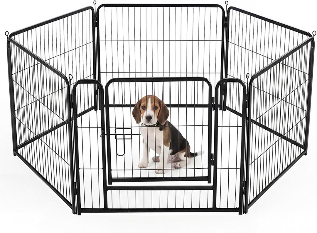 DUMOS Dog Playpen 24 Inch 6 Panels Indoor Outdoor Metal Pet Fence