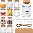 20Pcs 5oz Stripes Small Glass Jars with Cork Lids, Empty Candle Jars for Making Candles, Yogurt Container with PE Lids for Wedding Favors, Gift Jar, Baby Shower, Candy, Spices, with Twine, Labels (20)
