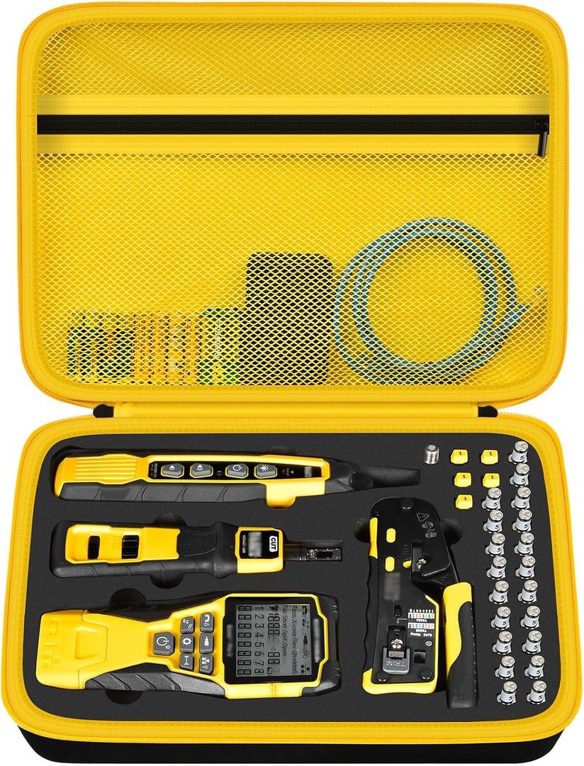 Case Compatible with Klein Tools VDV501-851 VDV500-123 VDV226-110 VDV427-300. Storage Carrying Travel Holder for Cable Tester for Scout Pro 3/ Tracer Probe/Wire Stripper and Accessories- Yellow Zipper