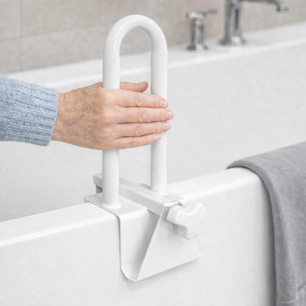 Bathtub Safety Rail Adjustable Shower Grab Bar - White Medical Bathtub Handle Grab Bars for Bathroom, Safety Handle Rail Heavy Duty for Seniors and Elderly