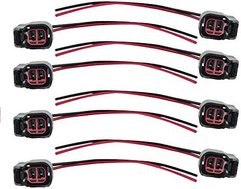 (8pcs) Fuel Injector Connector for EV6 EV14 USCAR Pigtail Harness Socket Plug Wire for LS2 LS3 LS7 GM Ford Dodge Jeep Mustang Vehicles Bosch