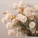 Artificial Flowers for Vase - Beige Silk Mums 10 Long Stems with Eucalyptus, Faux Flowers Home Decor, Neutral Tan Cream Floral Arrangement, Fake Chrysanthemum Pom Pom Stems, Spring Fall Centerpiece