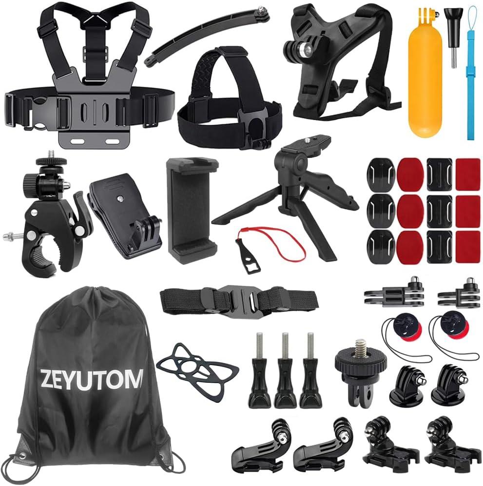 40-in-1 Action Camera Accessories Kit for Gopro Hero 13 12 11 10 9, Chest Head Chin Strap Mount for DJI OSMO Action 6 5 PRO 4 3 2, Tripod Adapter Accessory for insta360 for AKASO/SJCAM With Phone Clip