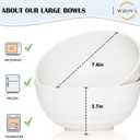 Wrova Wheat Straw Bowls Set 60 OZ, Unbreakable Large White Bowls Set of 6, Microwave and Dishwasher Safe Big Cereal Bowl for Dorm and Apartment, Salad Bowl for Serving Oatmeal and Popcorn (White)