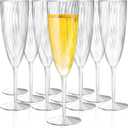 48 Pieces 6 Oz Plastic Champagne Flutes Hard Disposable Plastic Champagne Glasses Wedding Wine Glasses Mimosa Glasses for Drinking Toasting Home Daily Life