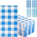 Blue Gingham Napkins Disposable Rectangle: 100PCS Checkered Paper 15.7x11.8 Inch for Dinner Party