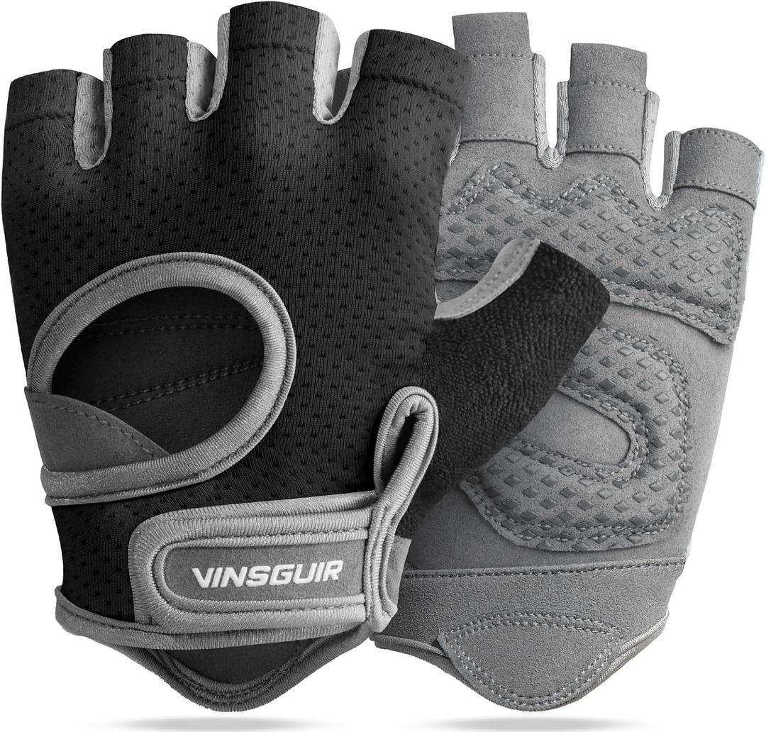 VINSGUIR Workout Gloves for Women and Men, Breathable Weight Lifting Gloves for Gym Exercise, Fitness, Training, and Cycling, with Excellent Grip and Cushion Pads (Small, Black)