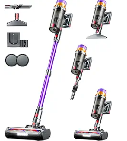 Cordless Vacuum Cleaner, 500W 50KPA 60Mins Vacuum Cleaners for Home, Self-Standing Stick Vacuums with LED Display, Anti-Tangle, Lightweight, Rechargeable Wireless Vacumm for Pet Hair Carpet Floor