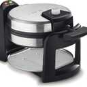 Cuisinart Round Flip Belgian Waffle Maker, Black/Silver, 1 inch thick, WAF-F30NAS