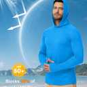 Boladeci Men's UPF 50+ Sun Protection Lightweight Hoodie Shirts Long Sleeve Fishing Shirt SPF UV Hiking Swim (X-Large, Azure)
